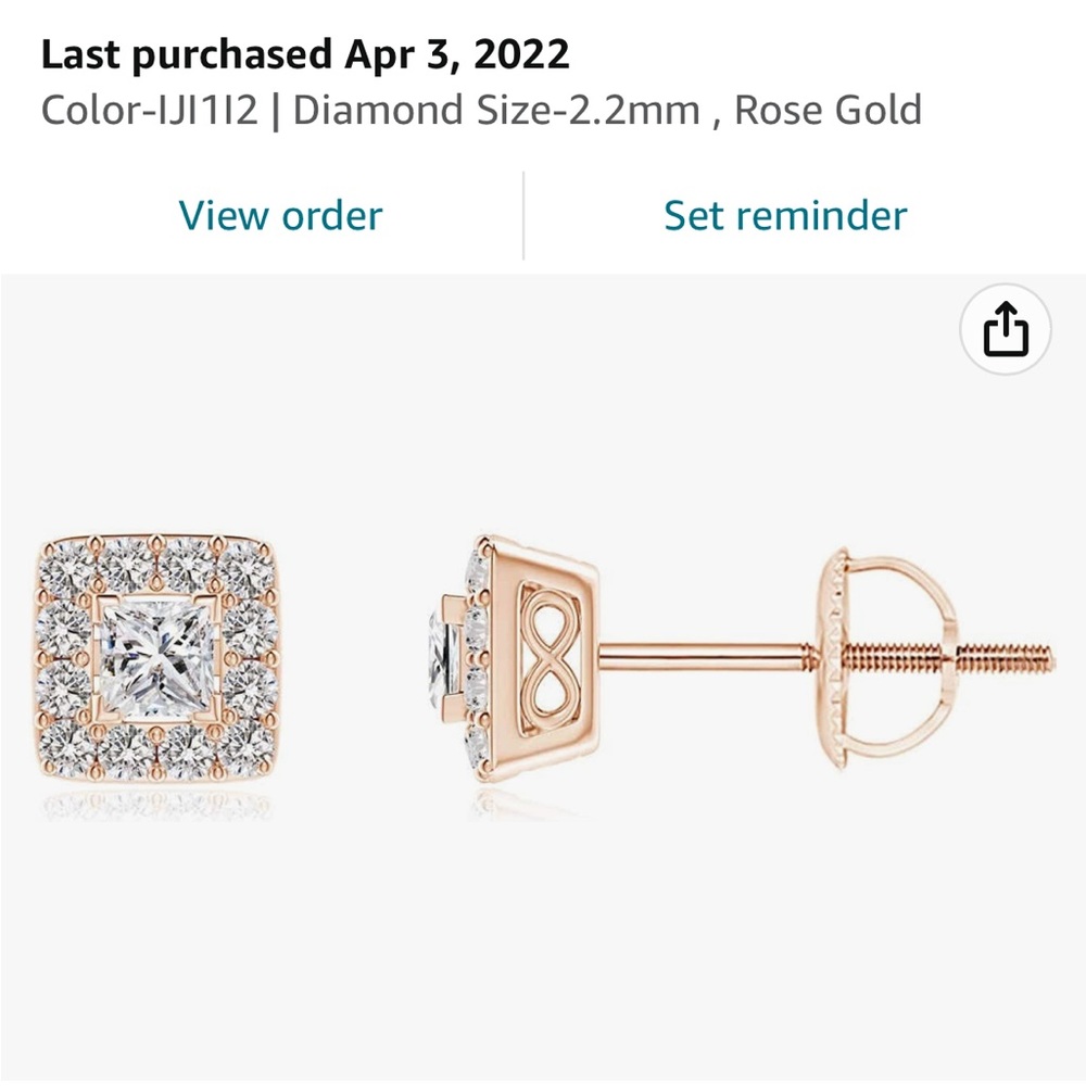 ANGARA Natural Diamond 14K rose gold Halo Earrings for Women Girls